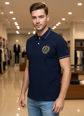 TMY MENS CLASSIC NAVY BLUE COTTON POLO T-SHIRT